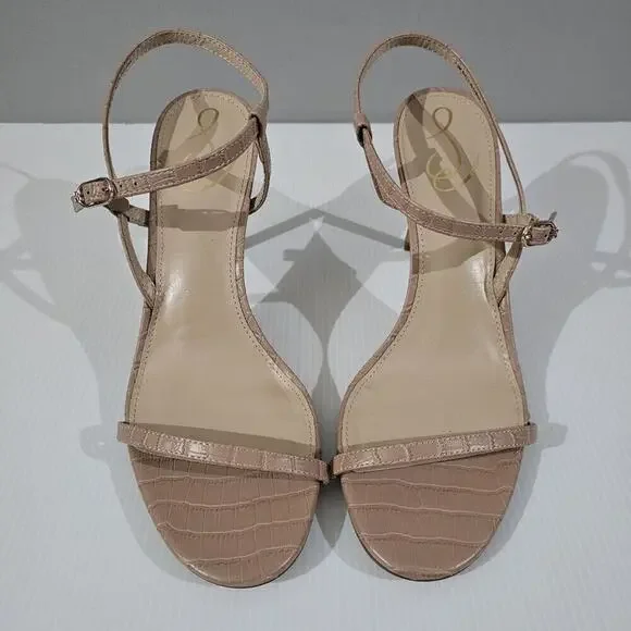 NEW Sam Edelman Doran Strappy Sandal Stiletto Heel Tan Croc Womens 9.5 - Picture 4 of 13